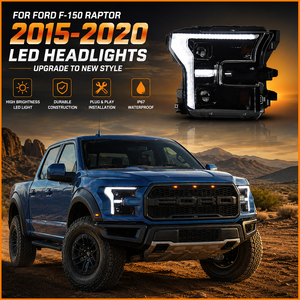ไฟหน้าโปรเจคเตอร์คู่ LED DRL สำหรับ <span class=keywords><strong>Ford</strong></span> F150 ปี 2015-<span class=keywords><strong>2020</strong></span> อัพเกรดสไตล์ปี 2021 รุ่น Raptor <span class=keywords><strong>XL</strong></span> XLT โครงสีดำ อุปกรณ์ตกแต่งรถยนต์ - Product Image 2