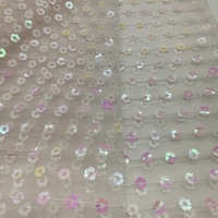 Tissu à paillettes de broderie en maille 100% polyester 60g/m2 pour robes de mariée, vente de luxe