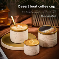 Tasses à café en céramique personnalisées en gros, écologiques, motif chameau du désert, compatibles lave-vaisselle et micro-ondes, pour boissons chaudes