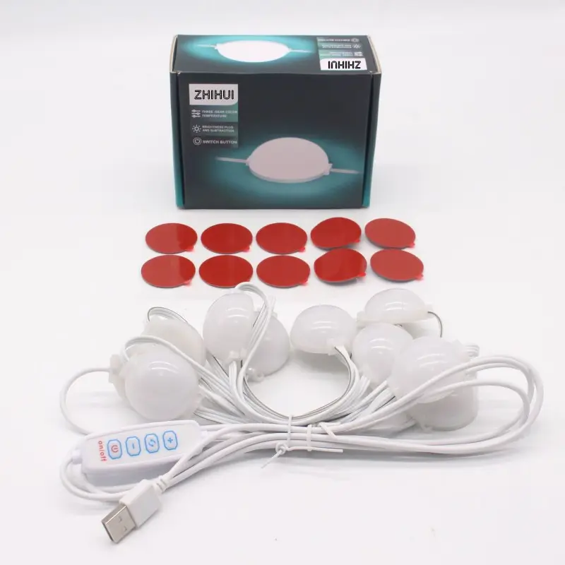 Zhihui Hot Sell 10Led Bulb Make Up Dimmable Hollywood Style Vanity Mirror Lights For Bathroom