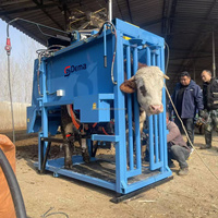 Équipement portable de soin des sabots pour bétail, comprenant une pince hydraulique mobile pour le taillage des sabots de vaches et de bovins, destiné aux fermes d'élevage.
