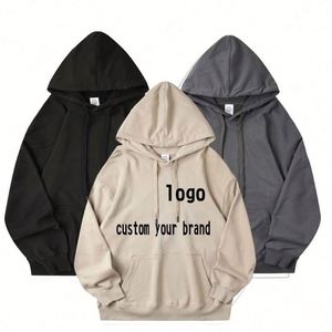 Sudadera de algodón de rizo francés de manga larga personalizada en blanco para invierno, delgada, para parejas, con cuello redondo y capucha - Product Image 1