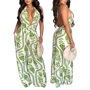 Combinaison Femme Sexy Dos Nu Col Halter Sans Manches avec Poches, Style Mode, Vente Directe Usine - Product Image 1