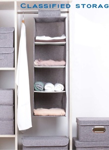 ワードローブ吊り下げ式クローゼットオーガナイザー、折りたたみ式クローゼット吊り下げ棚、コットンリネン製折りたたみ式衣類収納棚 - Product Image 6