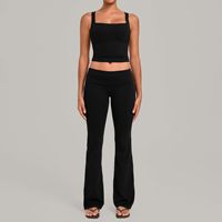 Nouvel ensemble de yoga uni respirant et moulant avec taille repliable, plis invisibles et effet push-up, deux pièces