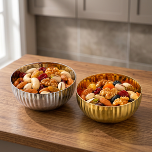 Metal Decorative Serving <b>Bowl</b> <b>with</b> <b>Lid</b> Fluted Candy Nut Snack <b>Bowl</b> for Wedding Table Decor - Product Image 6