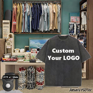 เสื้อยืดผู้ชายสไตล์อเมริกันเรโทร ผ้าฝ้ายแท้ 100% ซักแล้ว ทรงหลวม ไหล่ตก พิมพ์ลายสกรีน แขนสั้น ทรงโอเวอร์ไซส์ สำหรับใส่เป็นทางการ - Product Image 2