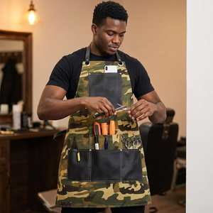 Delantal de Peluquería con Estampado de Camuflaje, con Bolsillos, Impermeable y Duradero, Capa de Salón, Uniforme para Barberías Profesionales - Product Image 1