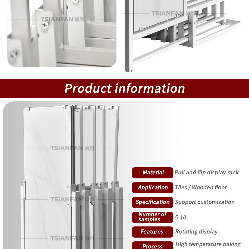 Factory Support Custom Steel Push Pull Out Sample Ceramic Quartz Marble Sliding Rack Rotating Stone Showroom Tile Display Stand