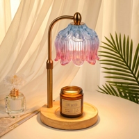 Lampe chauffe-cire en verre à motif floral dégradé, diffuseur d'aromathérapie sans flamme avec bras en laiton