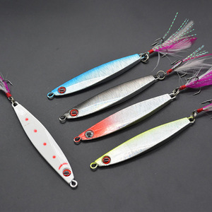 Señuelo de pesca con plumas de 40g y 8cm con anzuelo triple para la pesca de macarela, cebo duro, aparejos de pesca - Product Image 1