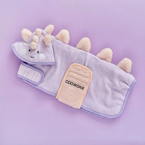 Peignoir de bain pour chien en microfibre de luxe personnalisé OEM, super absorbant, motif dinosaure, séchage rapide, chaud, avec capuche, <span class=keywords><strong>serviette</strong></span> pour chiot - Product Image 2