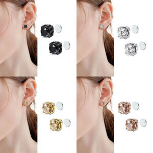 Pendientes Magnéticos <span class=keywords><strong>de</strong></span> Acero Inoxidable con Zirconia para Mujer y <span class=keywords><strong>Hombre</strong></span>, Sin Perforación, <span class=keywords><strong>de</strong></span> Alta Calidad y Bajo Precio - Product Image 3