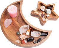 Support en cristal en bois plateau d'exposition lune et étoile bibelot en bois pour roches pierres bijoux huiles essentielles plateau décoratif ou