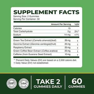 Gummies brûle-graisses au thé vert, soutien pour réduire la graisse du ventre, offre d'emballage OEM, prix de gros - Product Image 3