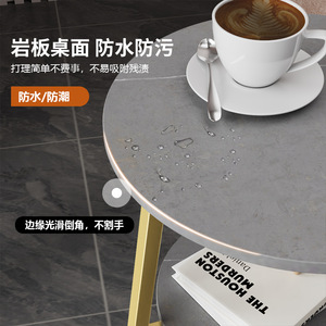 Tavolino da caffè in marmo rovere nordico divano di lusso con <span class=keywords><strong>Set</strong></span> laterale moderno da soggiorno tavolo tondo per caffè in acciaio - Product Image 5