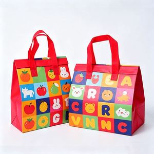 Sac isotherme jetable écologique en non-tissé imperméable avec motif lettre et logo imprimé pour livraison de repas - Product Image 1