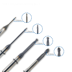 Nhà Sản Xuất Nha Khoa Burs 0.3 0.6 1.0 2.0Mm Lớp Phủ Kim Cương Nha Khoa Cad Cam Phay Bur Cho Zirconia PMMA Máy Phay - Product Image 4