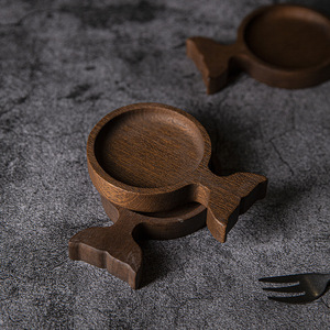 Wooden Fish Shaped <b>Tray</b> Black Walnut Wood Serving Dish For Dessert Pastry Food Photography Props Household Use - Product Image 3