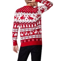 Pull-over tricoté unisexe en coton 100% personnalisé avec logo SWAG, motif jacquard cerf moche, drôle, pour Noël, vente en gros