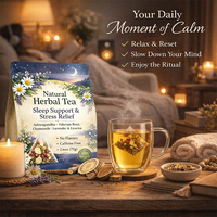 Tisane Naturelle Soutien Sommeil et Soulagement du Stress Ashwagandha Valériane Camomille Lavande Sans Caféine Marque Privée OEM