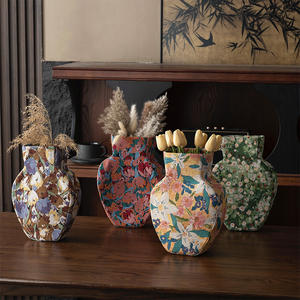 보헤미안 스타일 자카드 인쇄 태피스트리 꽃병 손으로 짠 난연 방지 정전기 방지 친환경 가정용 탁상 꽃병 최신 - Product Image 4