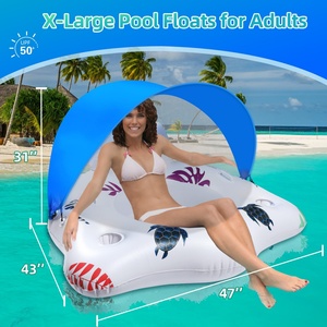 Flotador Inflable para Piscina con Toldo, Sillas Flotantes Grandes con Portavasos y Reposabrazos, Flotador para Piscina, Flotadores Acuáticos para Adultos - Product Image 6