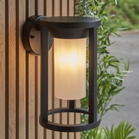 Applique murale extérieure décorative en aluminium noir IP44 étanche forme ronde PC abat-jour E27 Base 15W éclairage extérieur de jardin