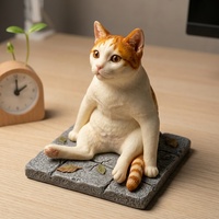 Figurine en résine de chat tigré orange réaliste personnalisée en gros, chaton amusant assis, statue animale pour la décoration de la maison, du jardin et du bureau