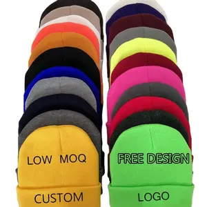 MOTE-ZA337 Low Moq Mens Custom Beanie Leather Patch Winter Multicolor Beanie Hats For Adult Custom Beanie With Logo