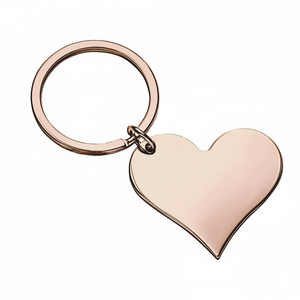 Portachiavi a Cuore in Metallo Oro Rosa, Ciondolo Singolo, Accessorio Regalo - Product Image 2