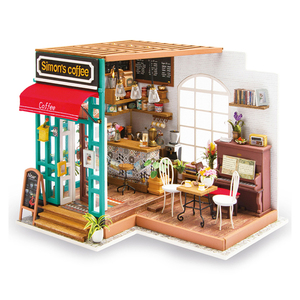 Robotime Rolife Contact Obtenga descuento Artesanías <span class=keywords><strong>de</strong></span> madera DG109 <span class=keywords><strong>Simon</strong></span>'s Coffee Gift Kit 3D Rompecabezas <span class=keywords><strong>de</strong></span> madera DIY Casa en miniatura - Product Image 1