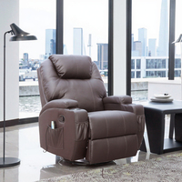 Fauteuil inclinable monoplace pivotant manuel sans dossier avec télécommande en cuir PU, cadre en bois moderne, design modulaire extensible, console et porte-gobelet