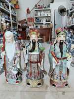 Statue en céramique artisanale des Trois Immortels Fu Lu Shou, ornement traditionnel chinois de Feng Shui, cadeau pour l'inauguration de maison et l'ouverture d'un magasin
