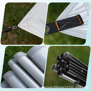 Bâche imperméable Woqi 365x425 cm carrée en polyester PU3000mm pour camping, randonnée, auvent, protection solaire - Product Image 5