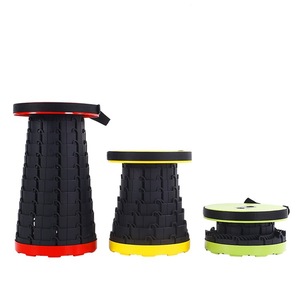 Telescopic <b>Folding</b> <b>Stool</b> Portable Outdoor Camping Travel Fishing Garden Chair Nylon Minimalist Design Round Shape 25.5x25.5x45cm - Product Image 1