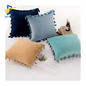 Innermor 100% veludo macio veludo almofadas fofas para quarto infantil personalizado colorido 20x20 travesseiro com borlas