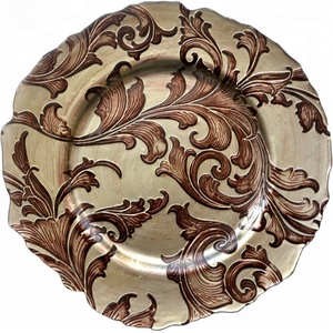 Vajilla de 32cm con diseño personalizado, plato de boda dorado ecológico, plato de contacto con alimentos, revestimiento de Color transparente seguro - Product Image 4