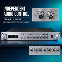 Amplificateur de sonorisation 1.5U 80W avec lecteur MP3 USB SD et écran LED, sortie 110V 70V 4-16 Ohm, contrôle des aigus et des basses