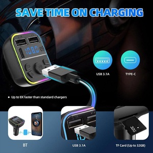 G38 G39 PD QC 3.1A Lecteur <span class=keywords><strong>MP3</strong></span> de voiture sans fil mains libres, kit voiture, double chargeur USB C rapide, modulateur, émetteur FM Bluetooth - Product Image 5