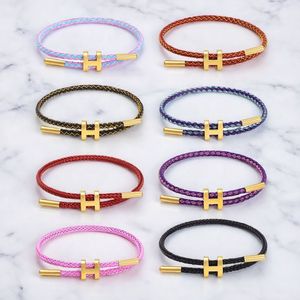 Wholesale Waterproof Adjustable Gold plated Stainless Steel H buckle Braided Wire <b>rope</b> Bracelet - Product Image 5