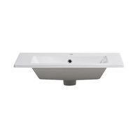 Grifo de Lavabo Rectangular de Cerámica Blanca Contemporáneo con Borde Delgado y un Solo Orificio para Baño, Lavamanos, Hotel, Villa y Apartamento