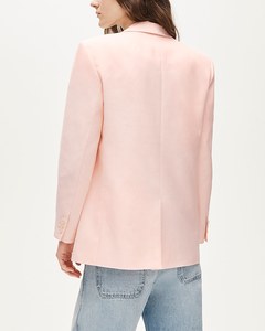 Trajes y Blazers para Mujer en Rosa Claro, Blazer Entallado con Borde Festoneado, Solapa, Cierre de un Botón y Bolsillos, para Oficina y Ropa Casual Elegante - Product Image 3