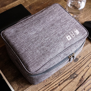 Data Cable Storage Bag With Compartments For Travel Electronics Organizers Durable Gray Case - Product Image 4