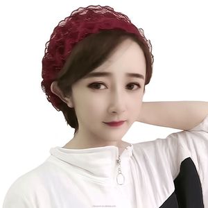New Fashionable Women's Muslim <b>Hat</b>, Solid Color Headscarf Cap with Messy Lace Ruffles, Woven, Eco-friendly and Breathable - Product Image 6