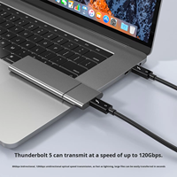 Kabel Thunderbolt 5 3.3 FT USB C ke USB C Kabel Pengisian Daya 240W Transfer Data 80Gbps hingga Bandwidth 120Gbps