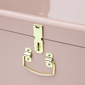 Розовый большой металлический сундук для хранения, декоративный железный ящик, сундук для общежития с золотой ручкой - Product Image 4