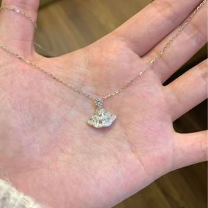 S925 Pure <b>Silver</b> Full <b>Diamond</b> Curve <b>Necklace</b> for Women Luxury Niche Design High-End Feeling Collarbone Accessory - Product Image 4