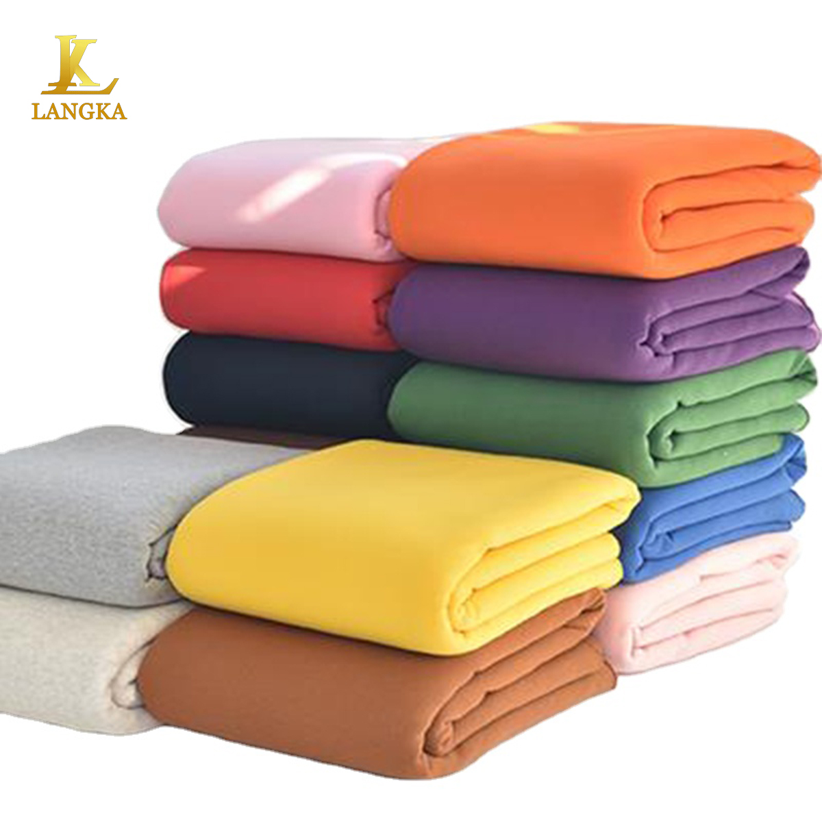 Langka doux uni teint 320gsm 100 polyester recyclé trame tricot français tissu éponge pour pull à capuche