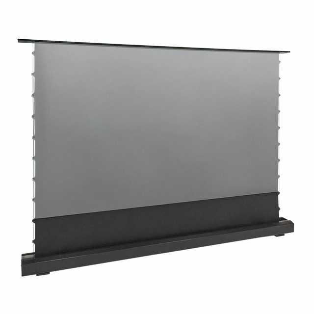 Premium 120inch Tab Tension Floor Rising Electric Motorized PET Crystal Projector Screen 4K/8K Remote Control Ambient Light